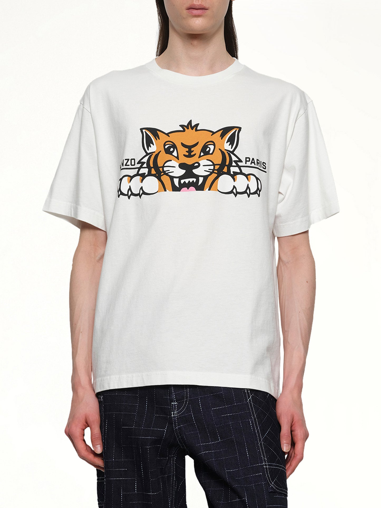 Kenzo Happy Tiger Oversize T-Shirt in Off White
