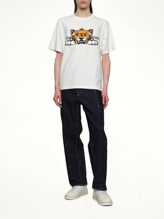 Kenzo Happy Tiger Oversize T-Shirt in Off White