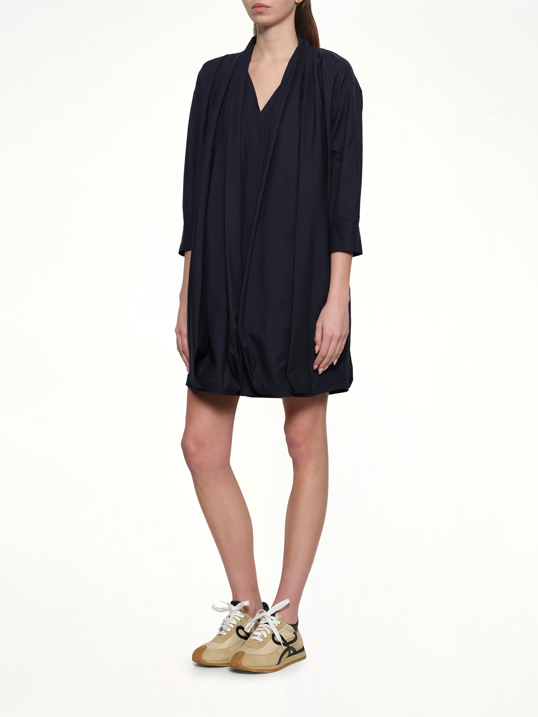 Draped Dress in Navy Blue