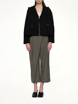 Hooded Shearling Jacket in Black
