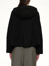Hooded Shearling Jacket in Black