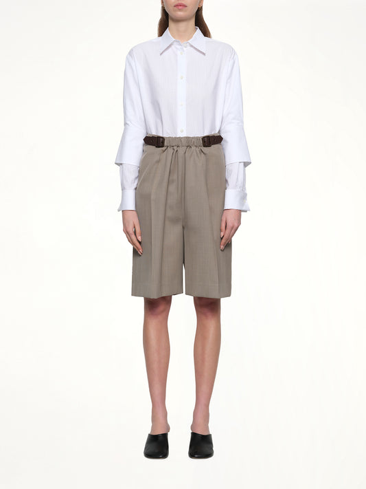 Belted Shorts in Beige Melange