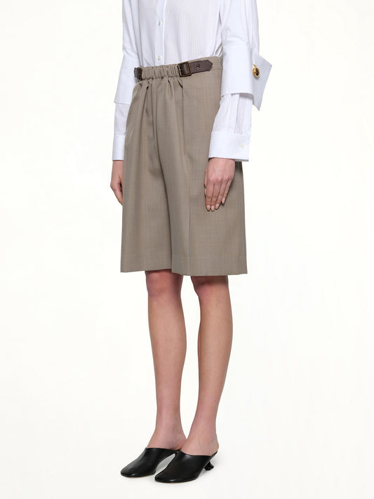 Belted Shorts in Beige Melange