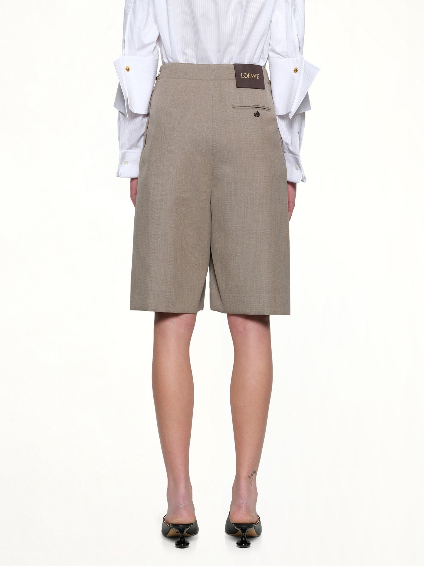 Belted Shorts in Beige Melange