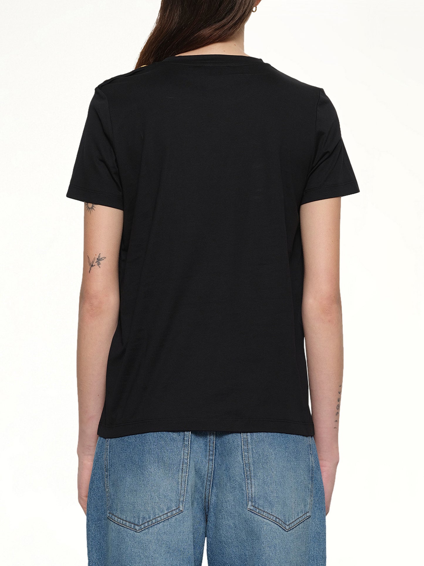 3 Button Logo Print T-Shirt in Black/White