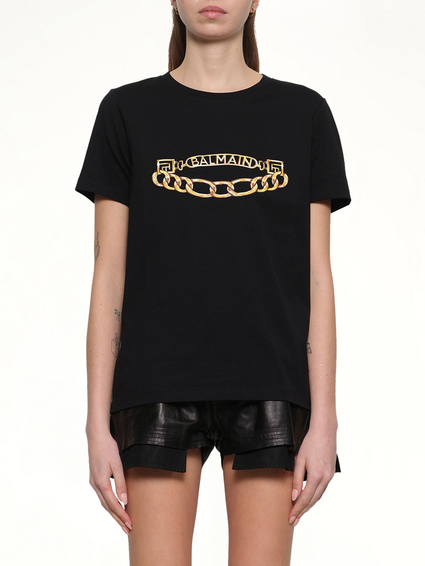 Balmain Chains Printed T-Shirt in Black/Gold