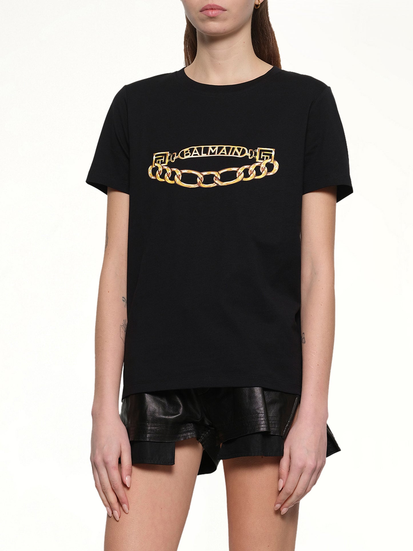 Balmain Chains Printed T-Shirt in Black/Gold
