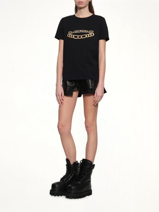 Balmain Chains Printed T-Shirt in Black/Gold