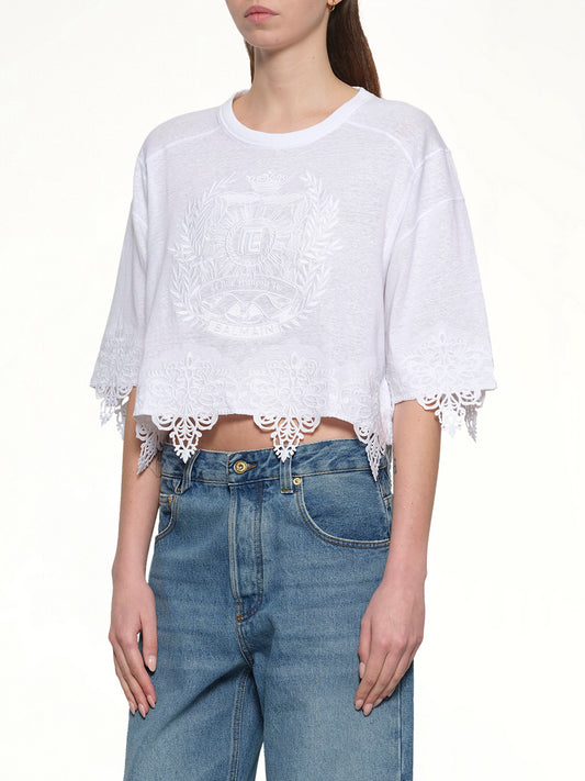 Balmain Emblem Baseball T-Shirt in White