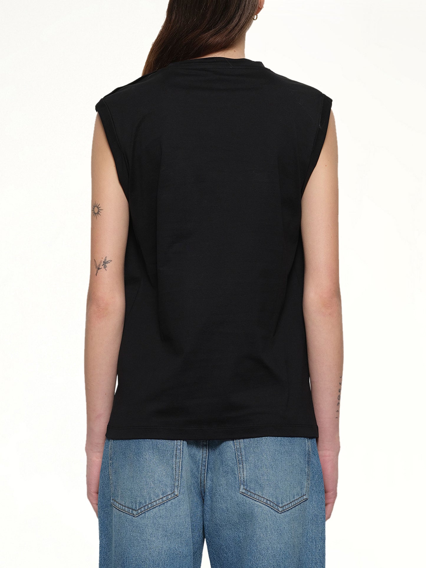 3 Buttons Logo Tank Top in Black