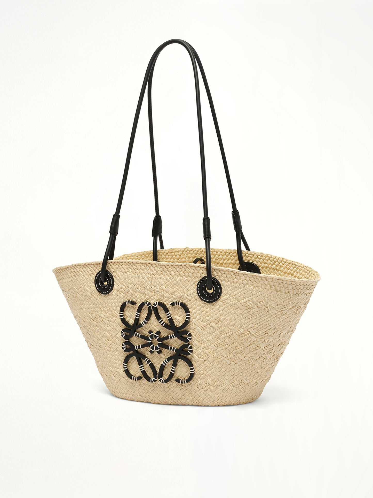 Anagram Basket Small Bag in Natural/Black