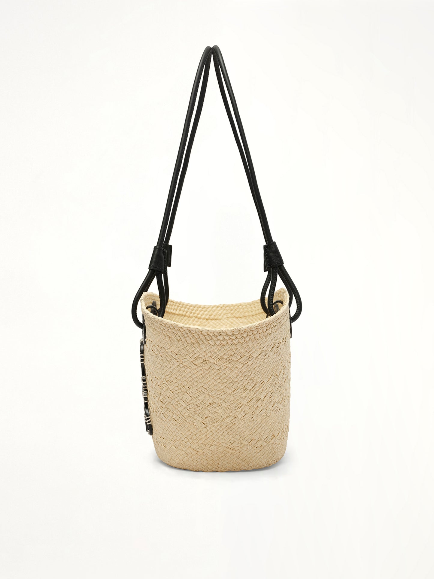 Anagram Basket Small Bag in Natural/Black