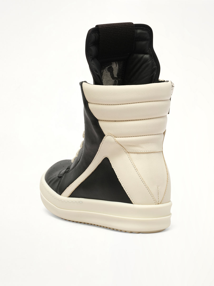 Geobasket in Black/Milk/Milk Back View | RICK OWENS