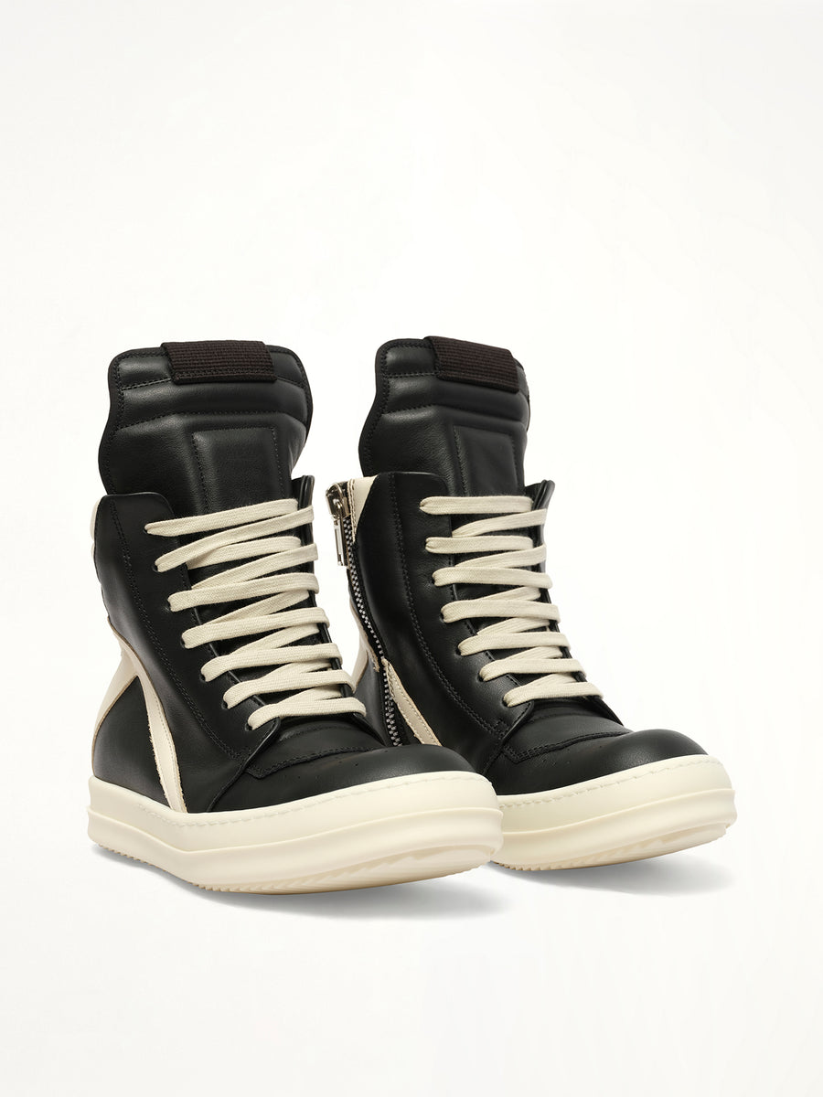 Geobasket in Black/Milk/Milk Front View | RICK OWENS