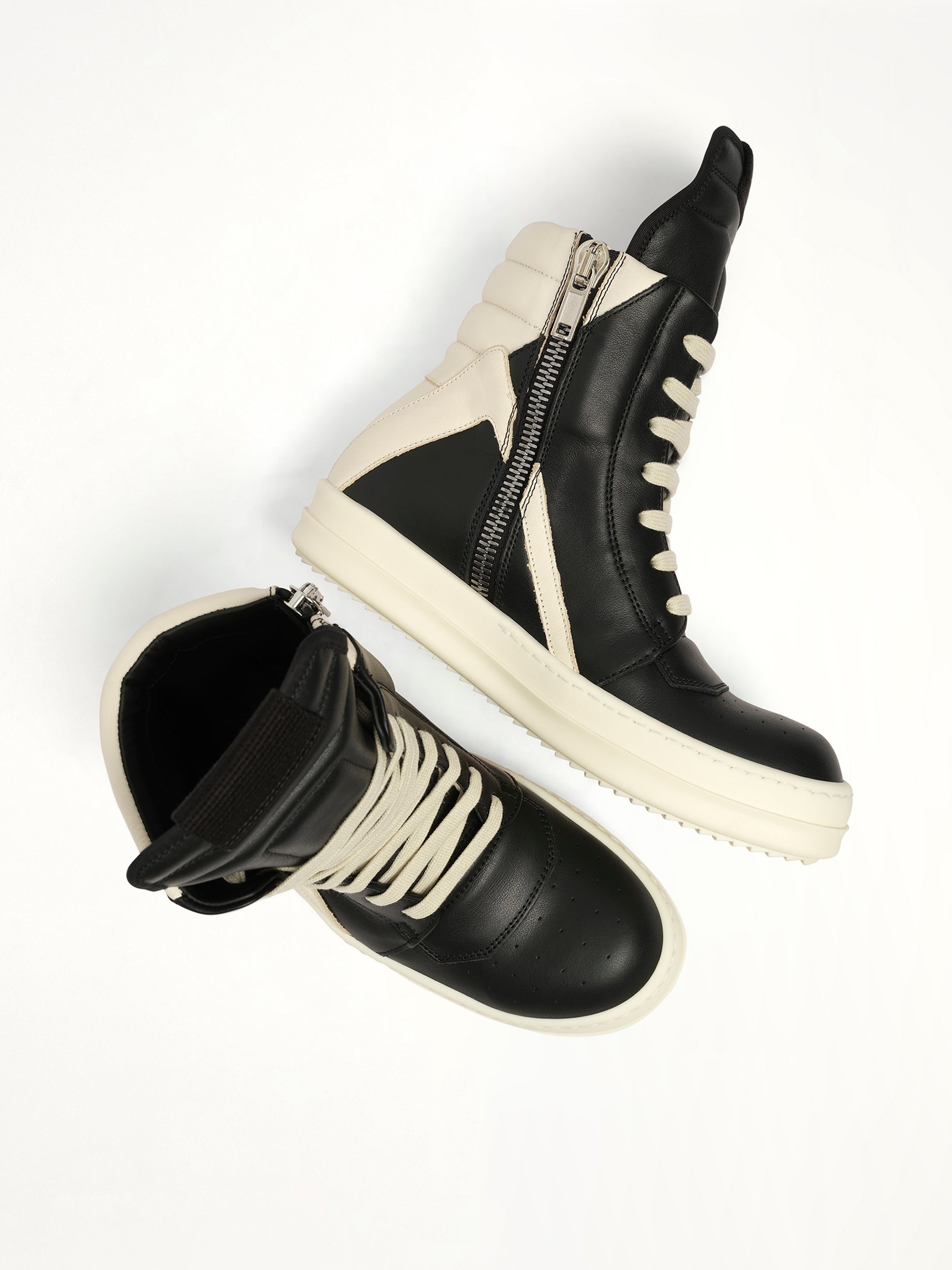 Geobasket in Black/Milk/Milk Top View | RICK OWENS