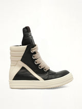 Jumbolace Geobasket in Black/Milk/Milk Side View | RICK OWENS