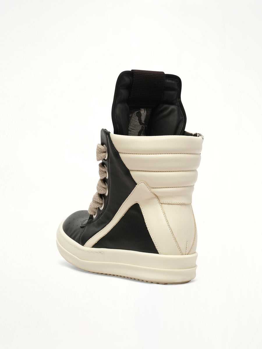 Jumbolace Geobasket in Black/Milk/Milk Back View | RICK OWENS