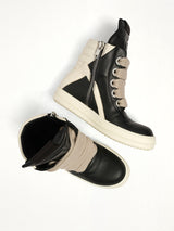 Jumbolace Geobasket in Black/Milk/Milk Top View | RICK OWENS