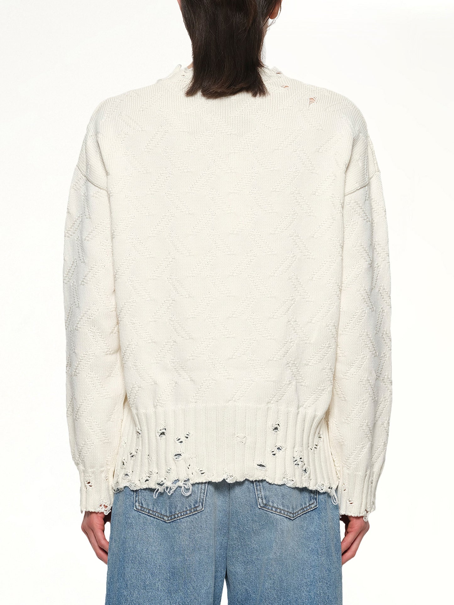 Logo Embroidery Knit Sweater in Lily White