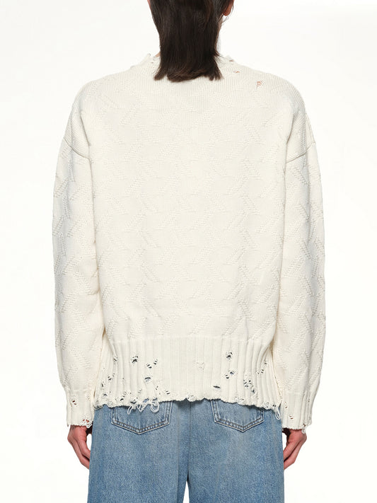 Logo Embroidery Knit Sweater in Lily White