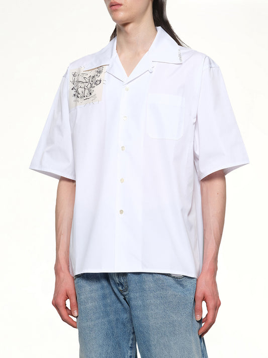 Cotton Poplin Short Sleeve Shirt in Lily White