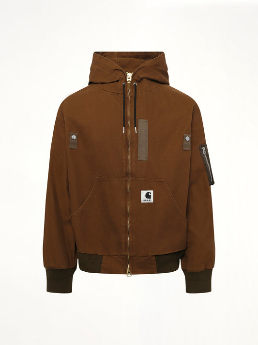 Carhartt WIP Washed Duck Hooded Blouson in Dark Beige