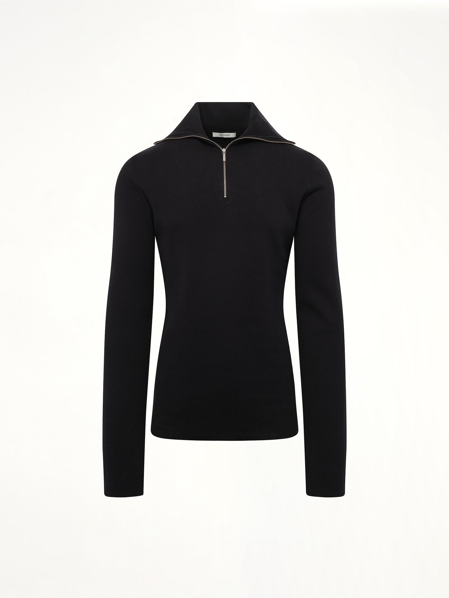 Zip Up Turtle Neck in Black