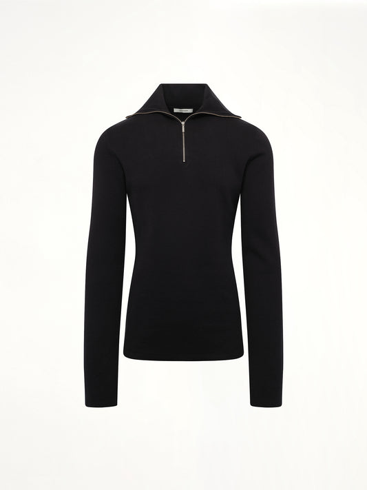 Zip Up Turtle Neck in Black