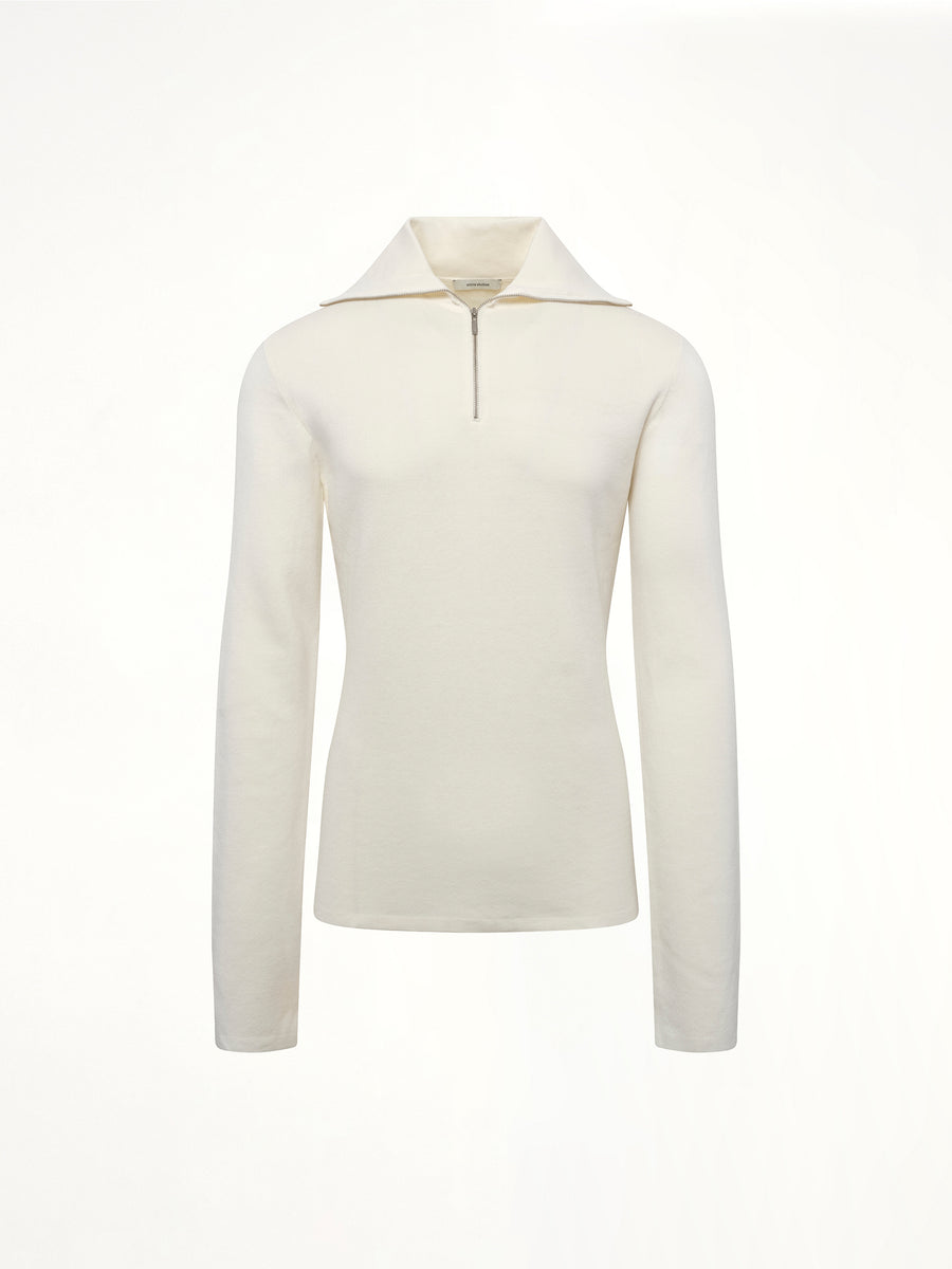 Zip Up Turtle Neck in Ivory