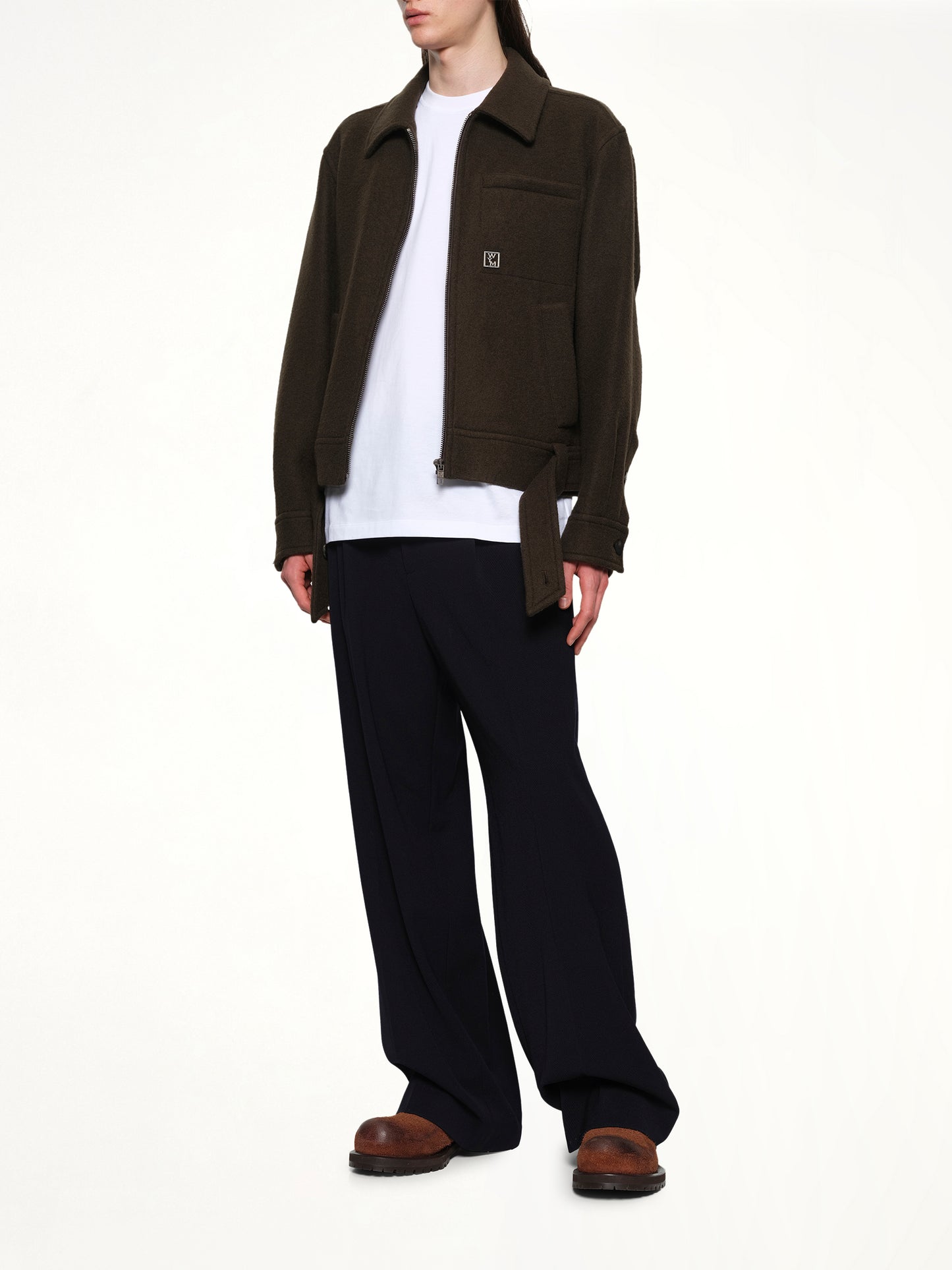 Wool Belted Blouson in Mud