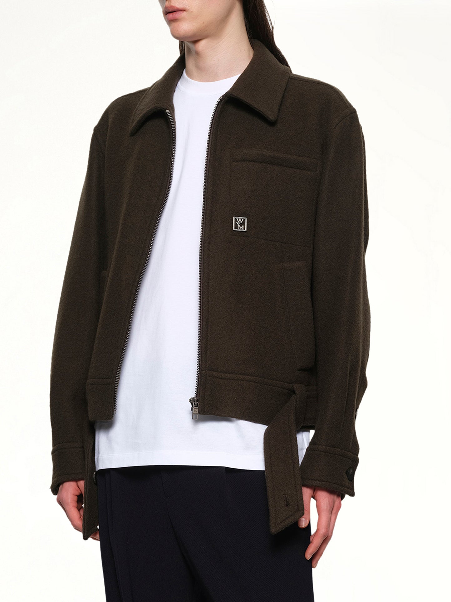 Wool Belted Blouson in Mud