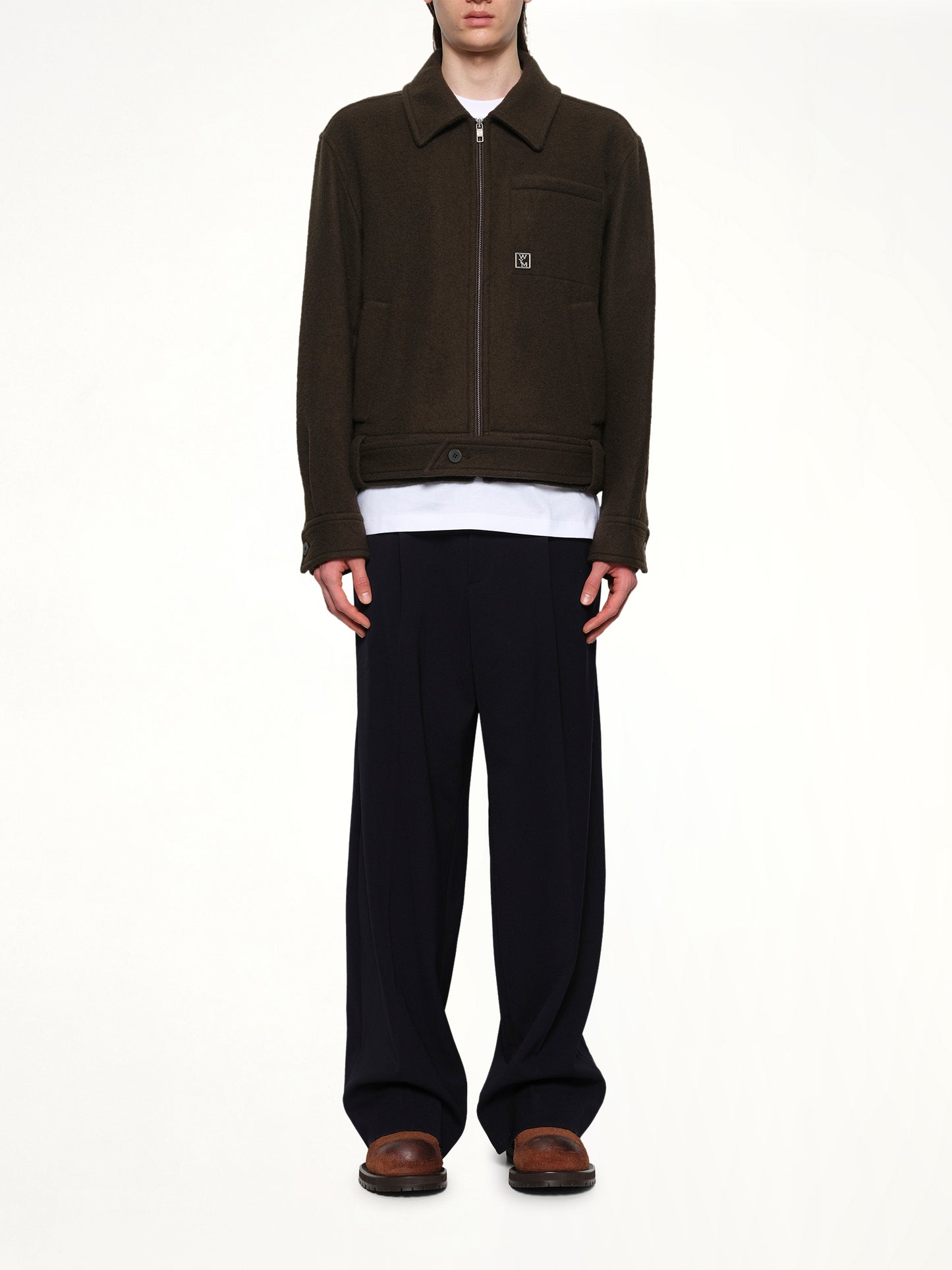 Wool Belted Blouson in Mud