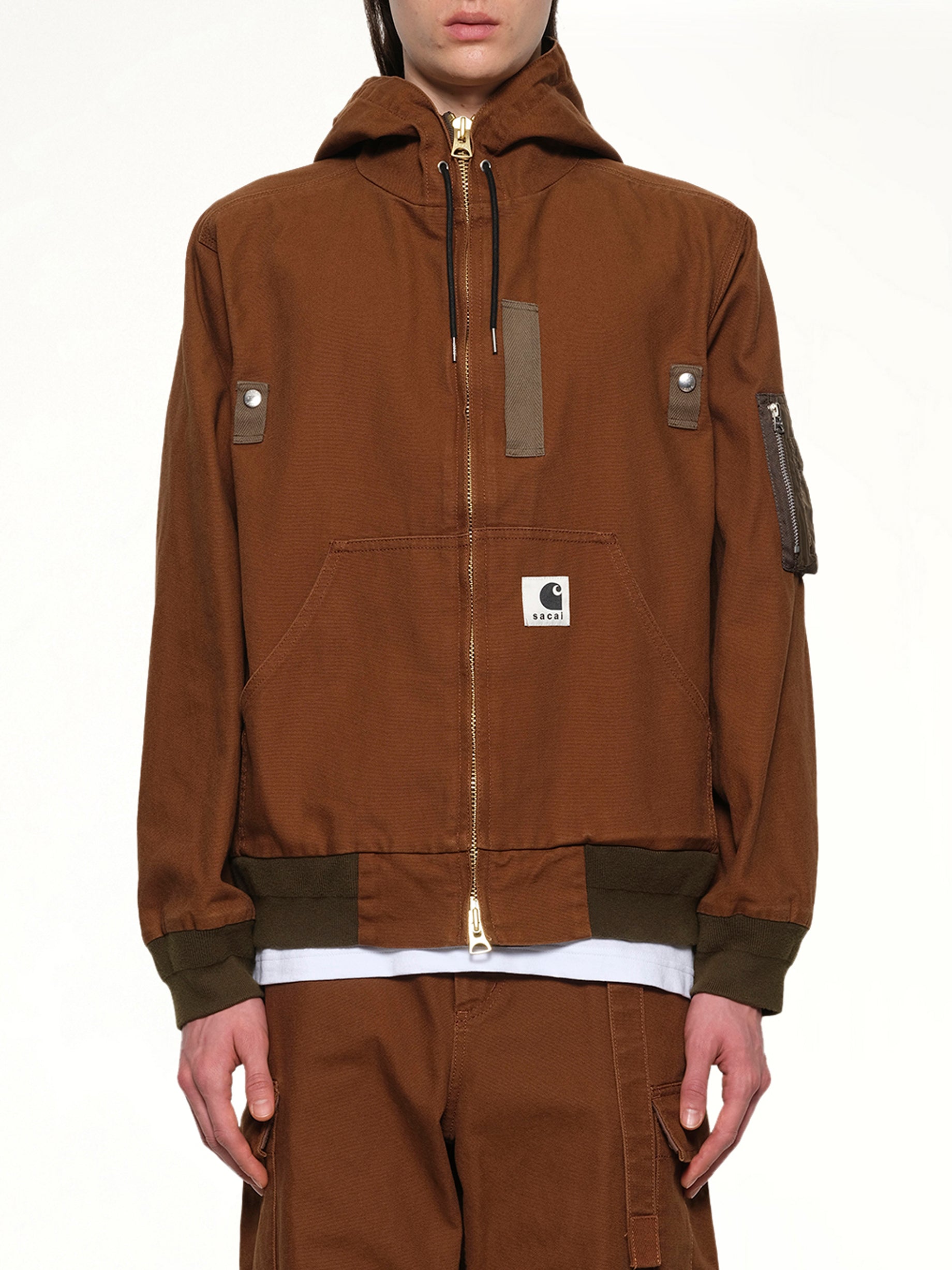 Carhartt WIP Washed Duck Hooded Blouson in Dark Beige