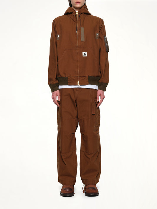 Carhartt WIP Washed Duck Hooded Blouson in Dark Beige