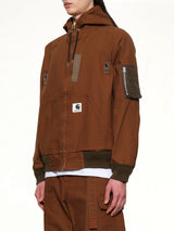 Carhartt WIP Washed Duck Hooded Blouson in Dark Beige
