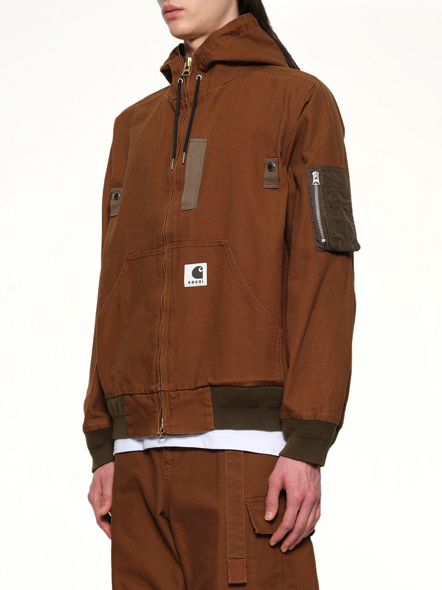 Carhartt WIP Washed Duck Hooded Blouson in Dark Beige