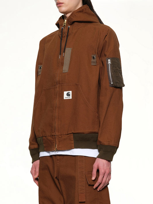 Carhartt WIP Washed Duck Hooded Blouson in Dark Beige