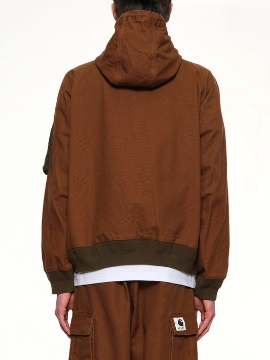 Carhartt WIP Washed Duck Hooded Blouson in Dark Beige