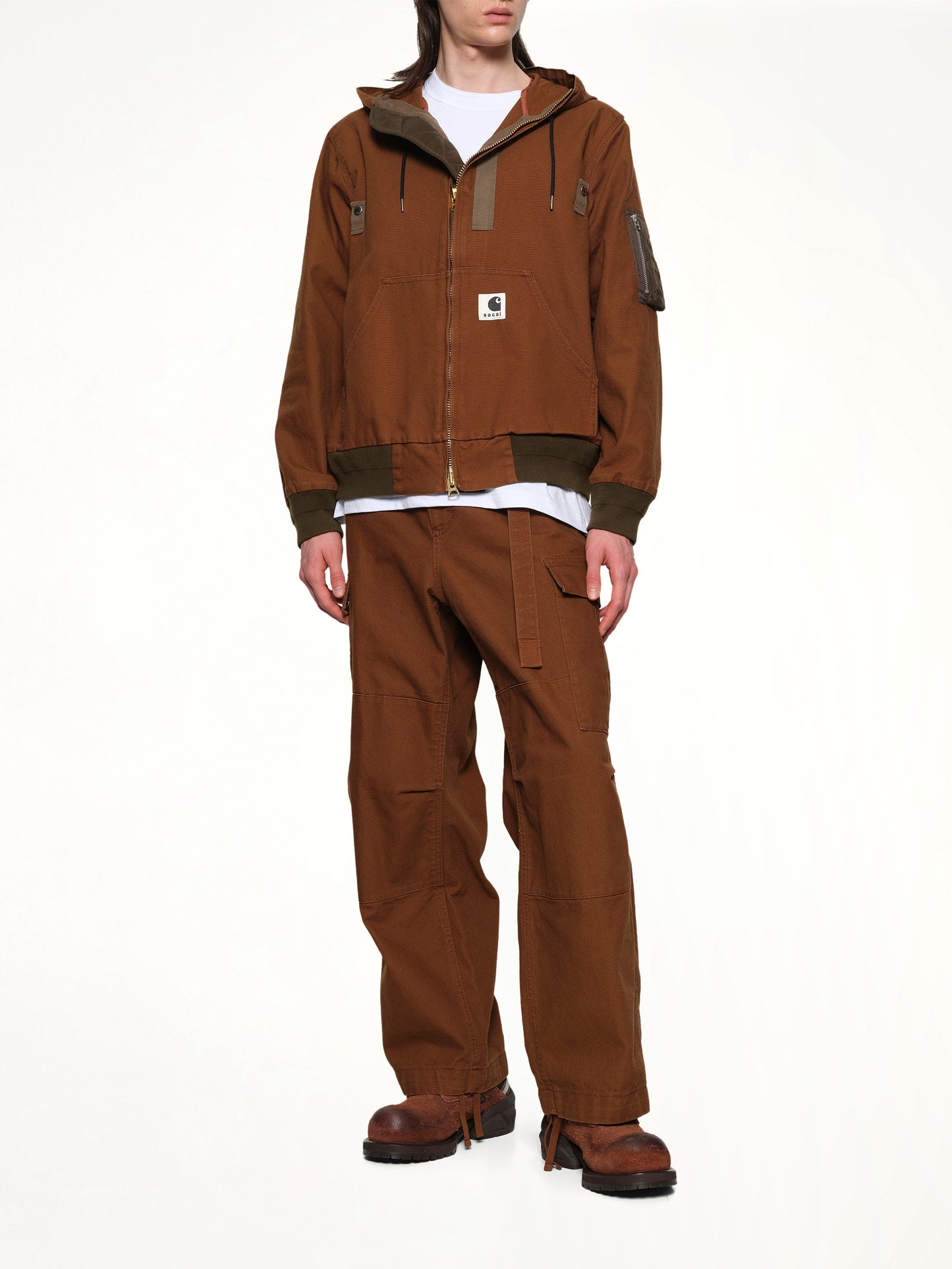 Carhartt WIP Washed Duck Hooded Blouson in Dark Beige