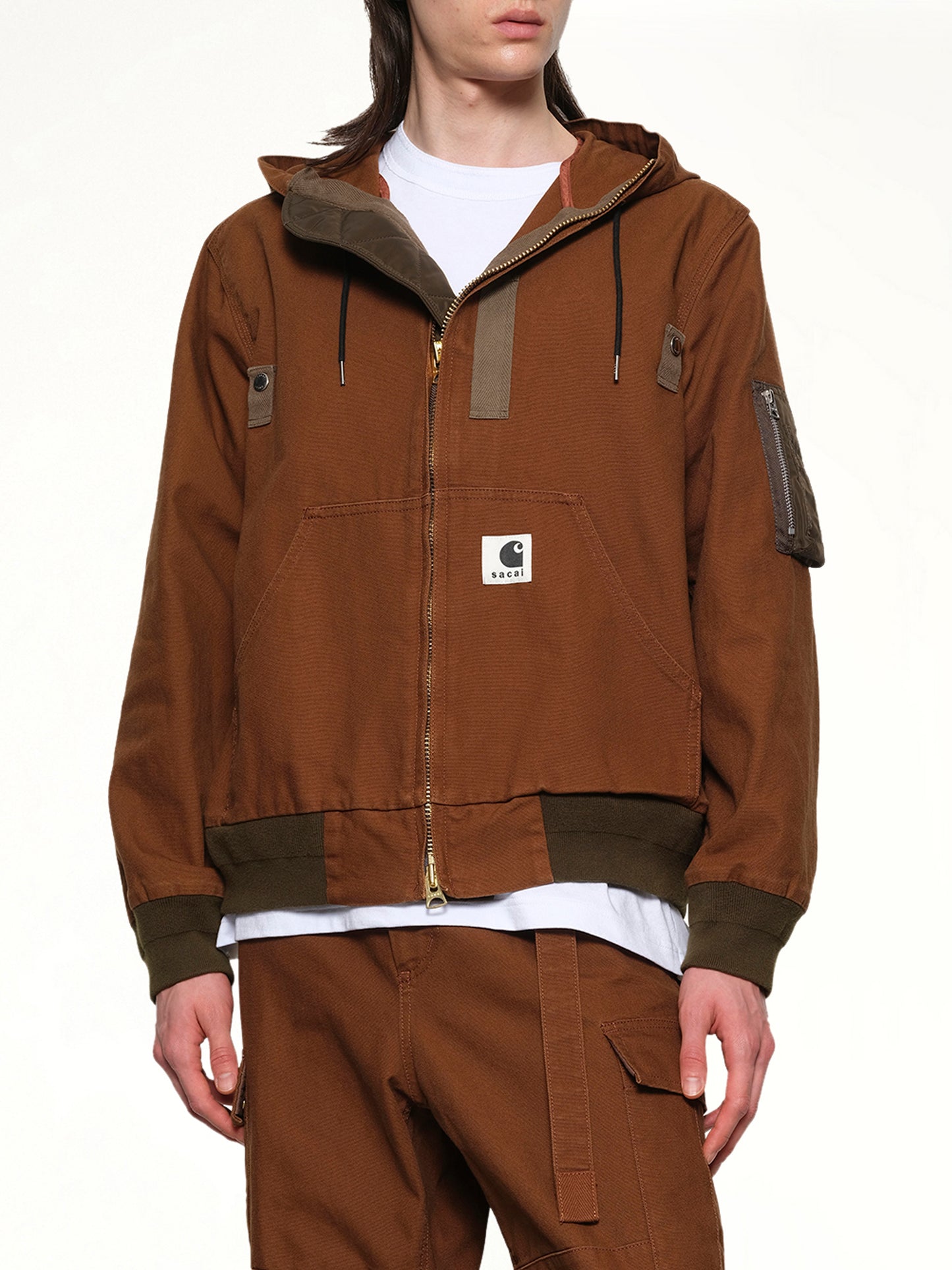 Carhartt WIP Washed Duck Hooded Blouson in Dark Beige