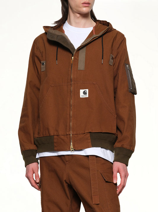 Carhartt WIP Washed Duck Hooded Blouson in Dark Beige
