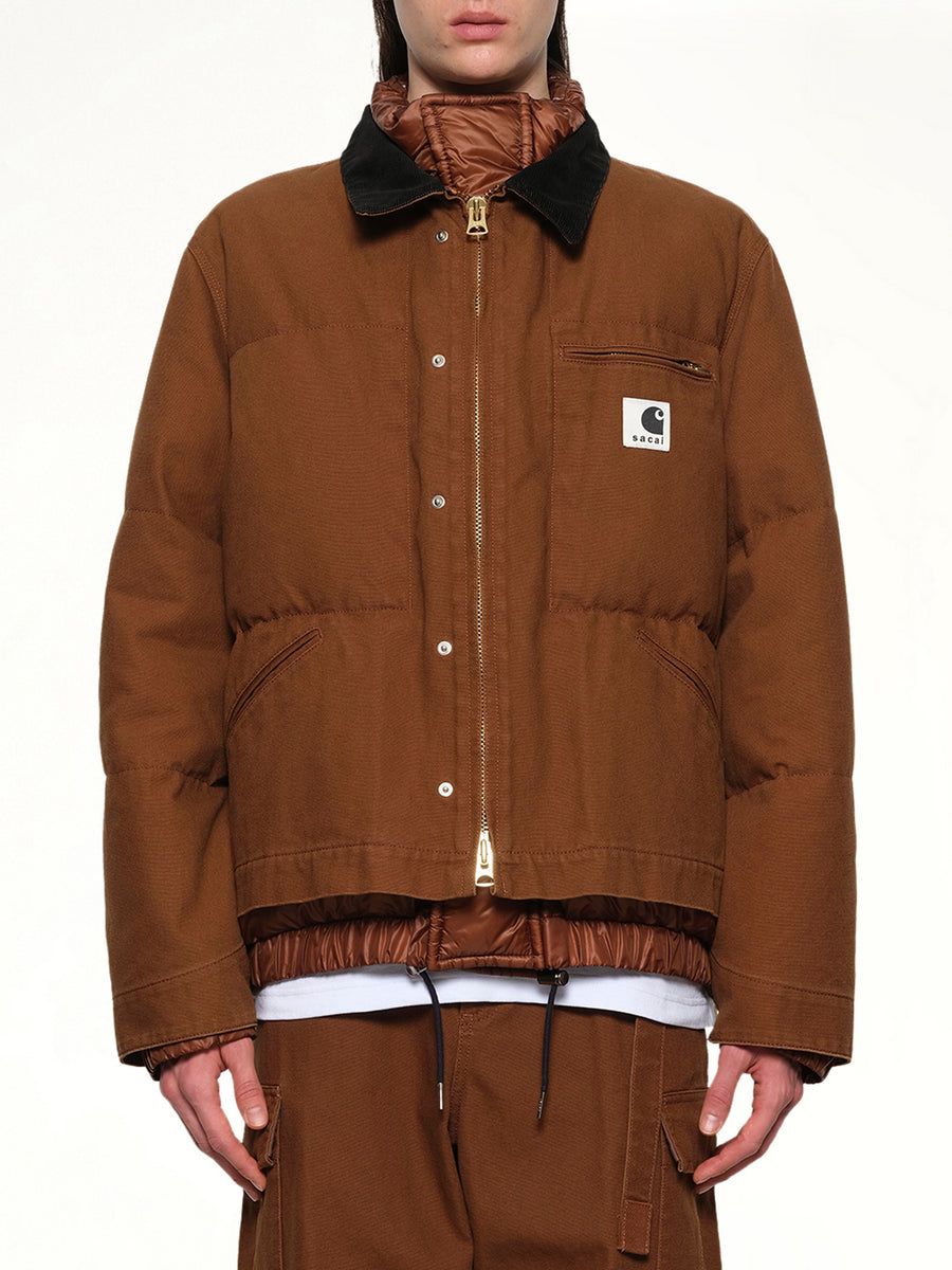 Carhartt WIP Washed Duck Puffer Jacket in Dark Beige