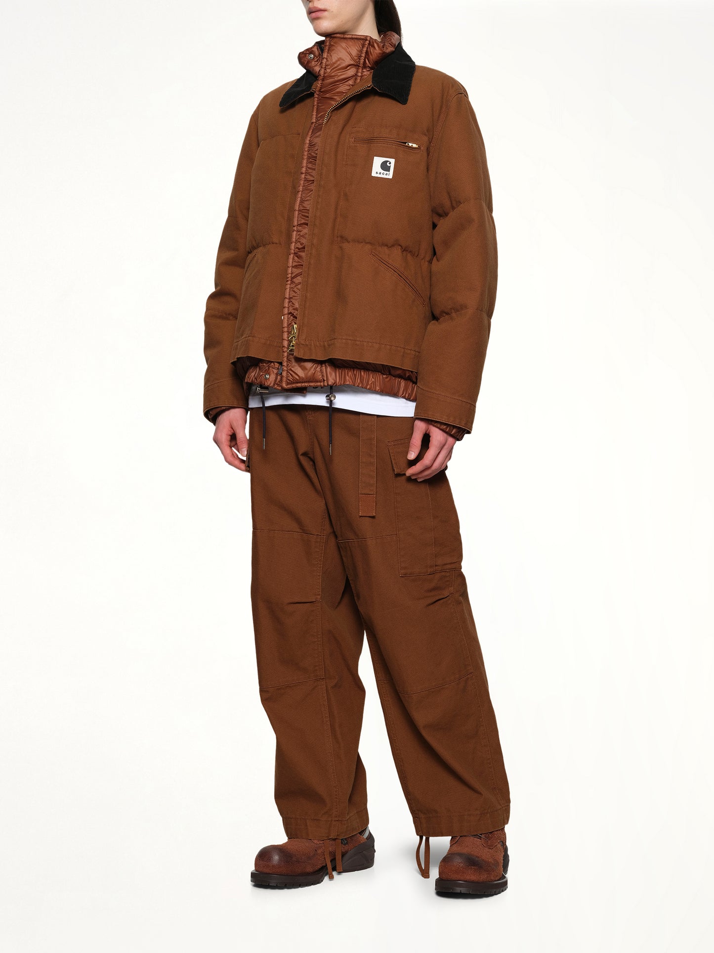 Carhartt WIP Washed Duck Puffer Jacket in Dark Beige