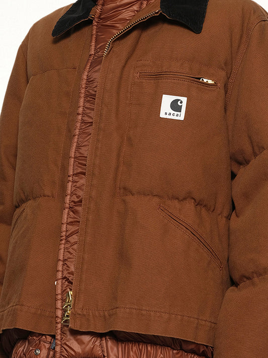 Carhartt WIP Washed Duck Puffer Jacket in Dark Beige