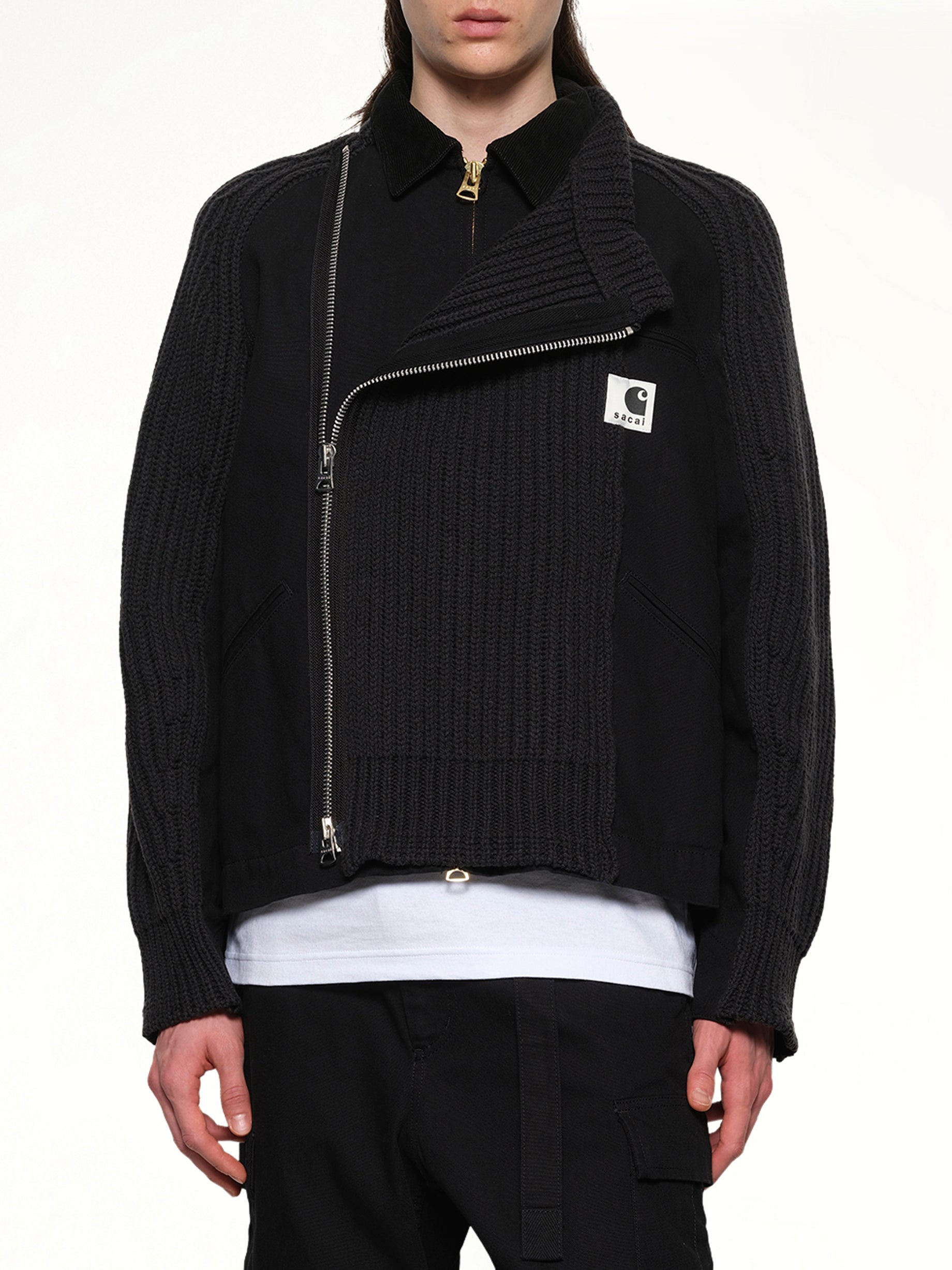SACAI - Mens Carhartt WIP Washed Duck x Knit Blouson Black