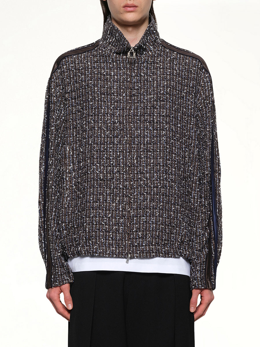 Tweed Track Jacket in Blue