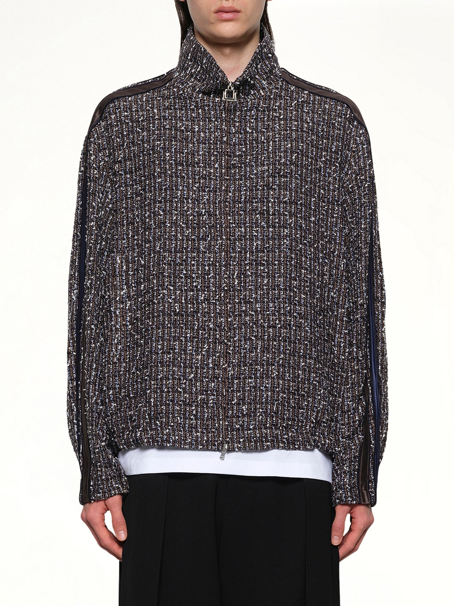 Tweed Track Jacket in Blue