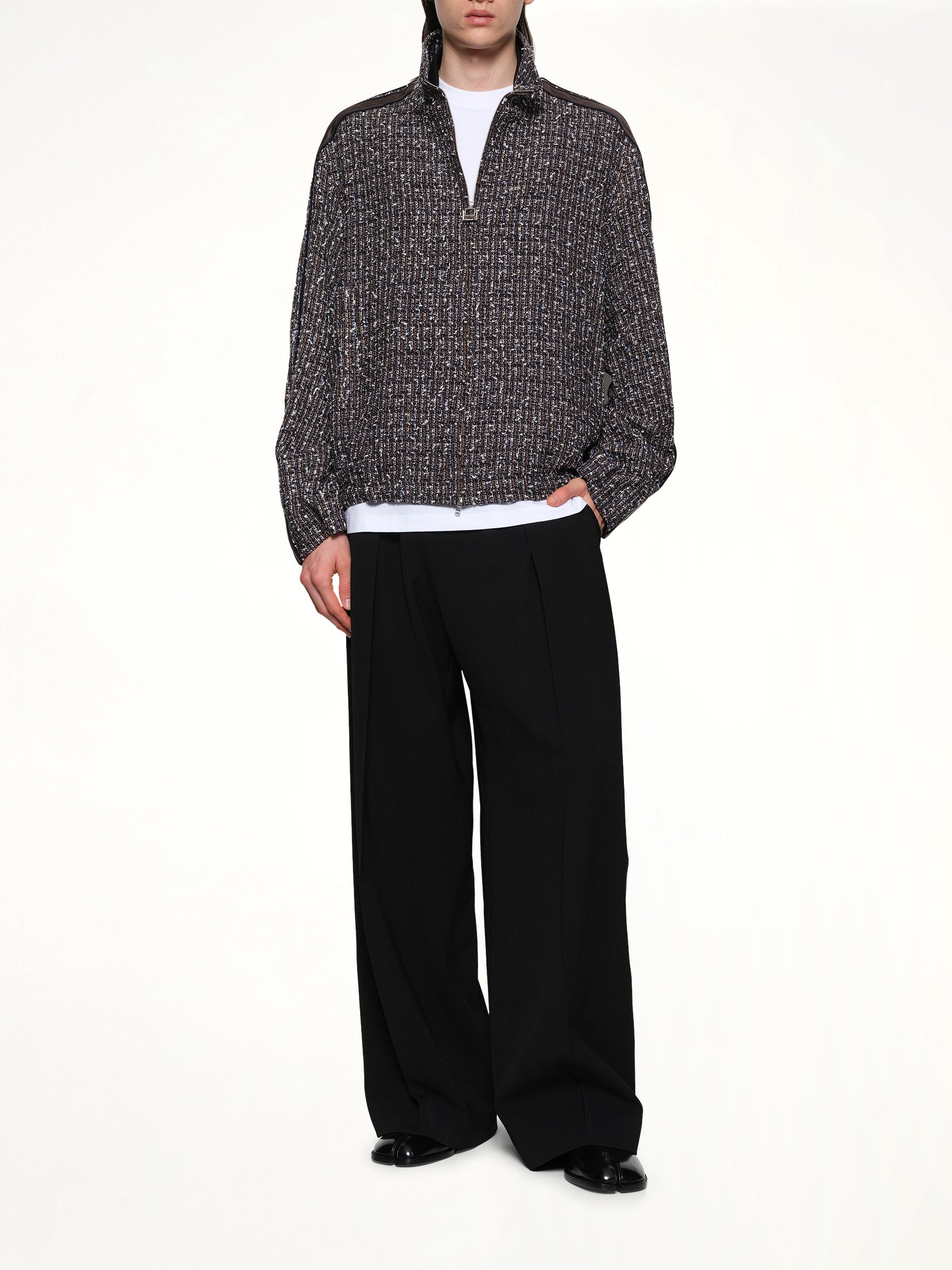 Tweed Track Jacket in Blue