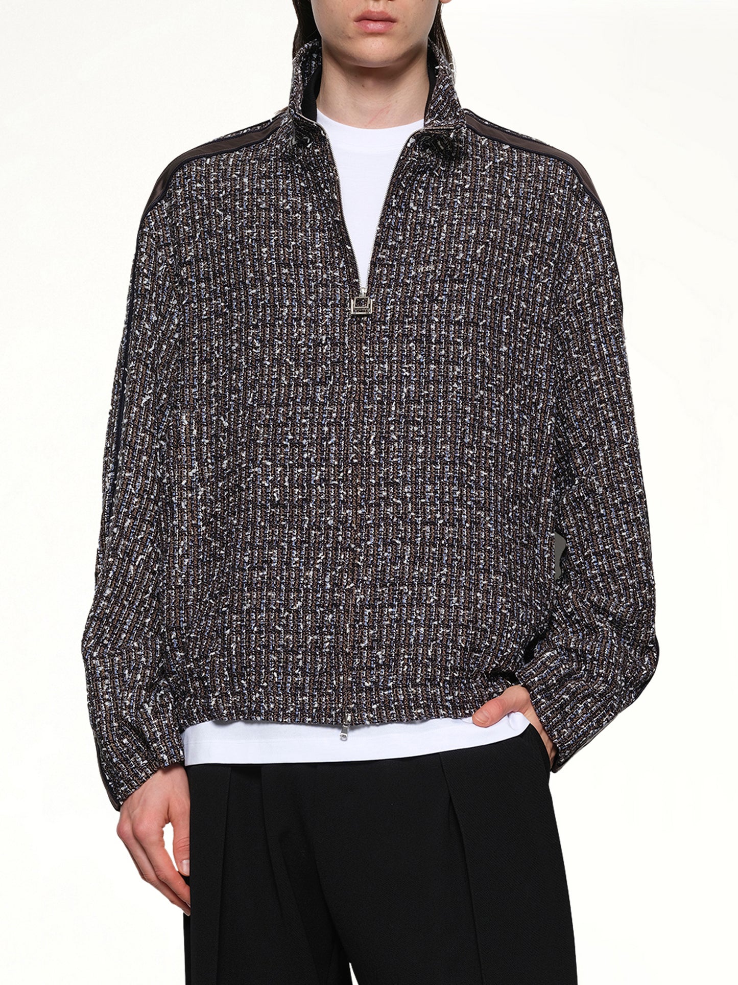 Tweed Track Jacket in Blue