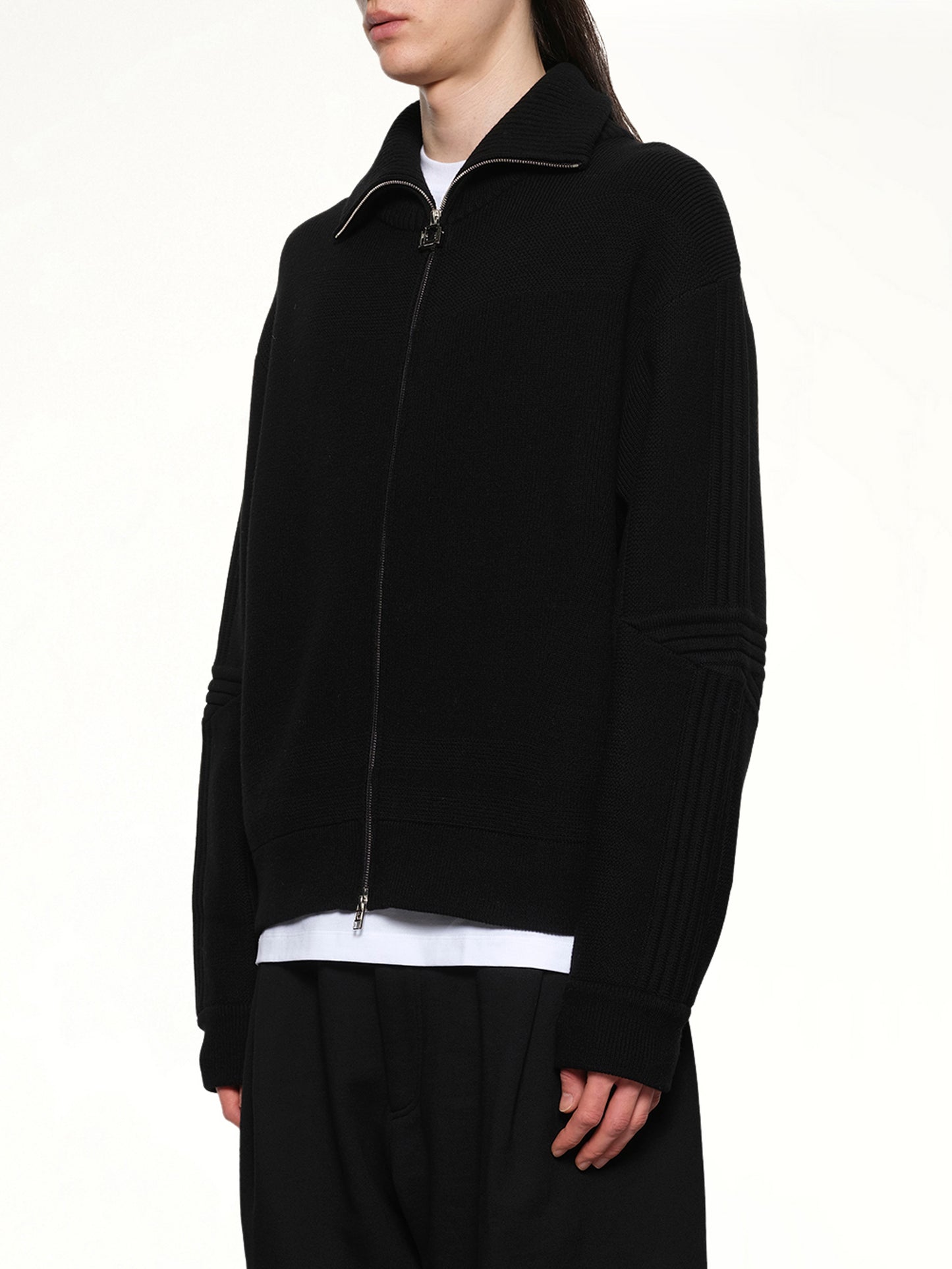 Zipped Cardigan in Black